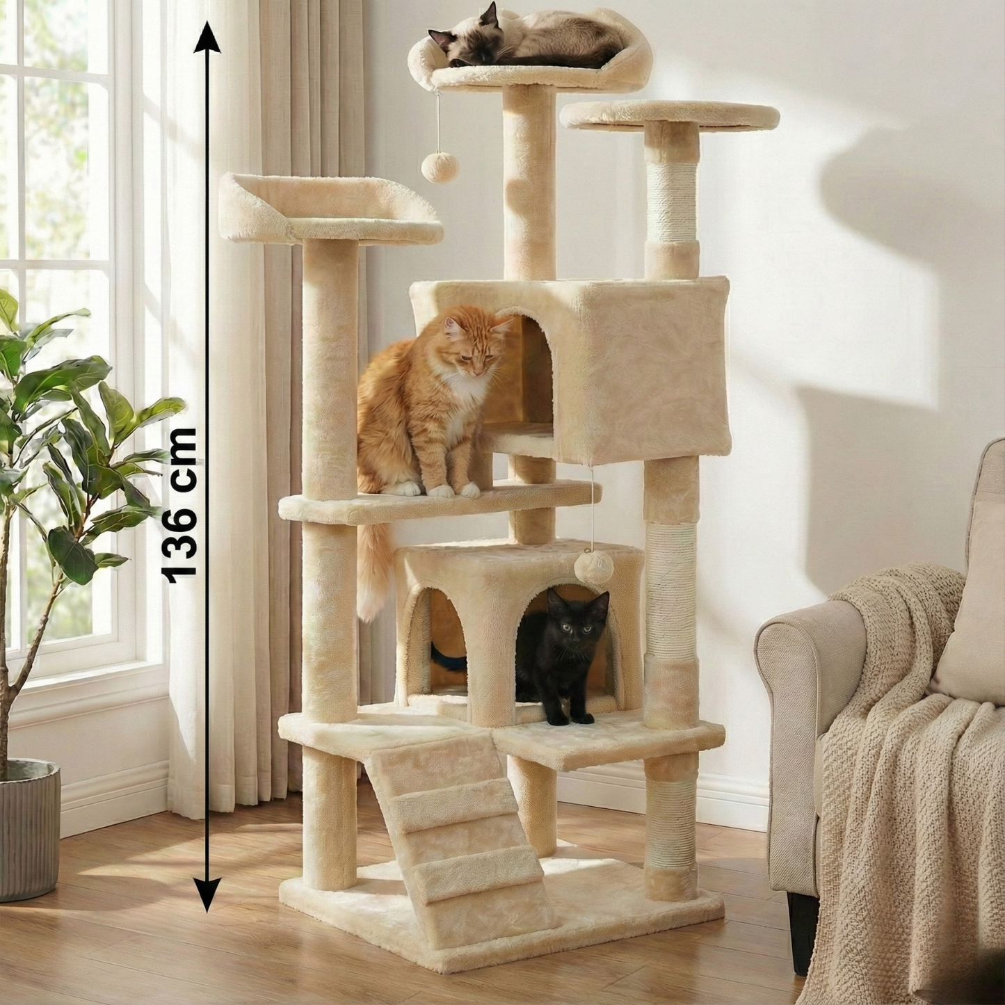 Arbre à Chat 136 cm – Maison Douillette