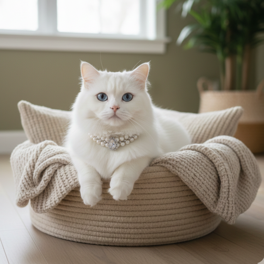 Collier de Luxe pour Chat avec Perles – Princesse Diana
