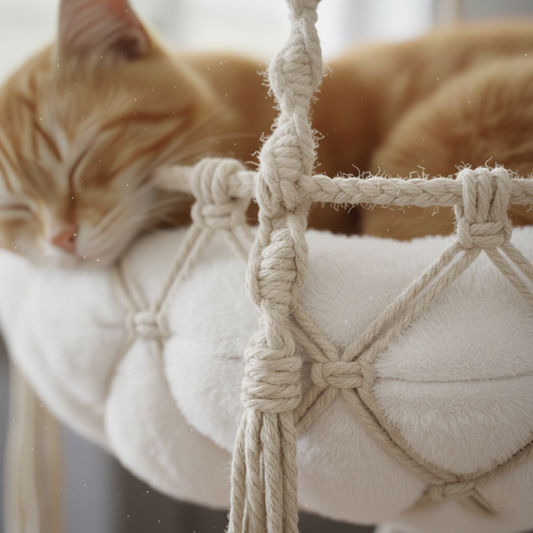 Hamac Suspendu pour Chat en Coton Tissé