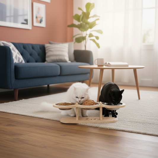 Gamelle Surélevée - Inox et Bambou